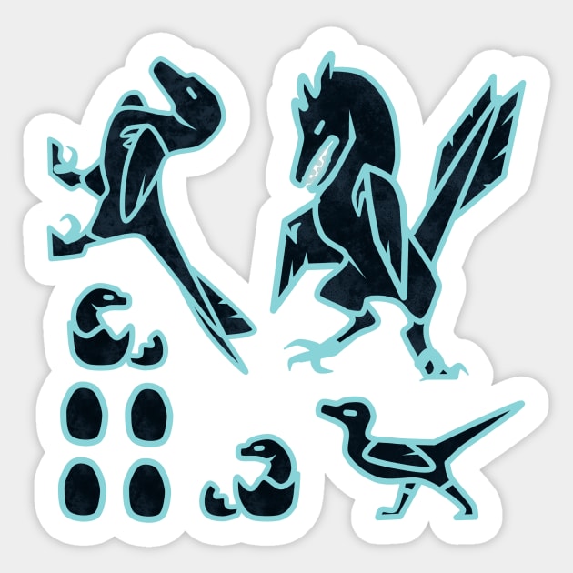 Raptor Family: Inverted Sticker Sheet Sticker by BeastsofBermuda